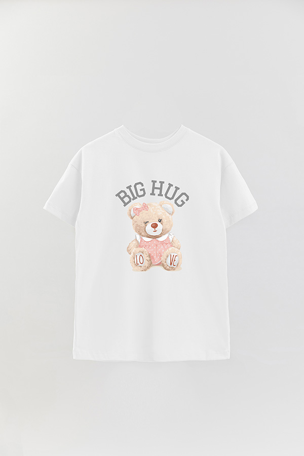REMERA OVER ESTAMPADA UNISEX TEDDY PINK HUG