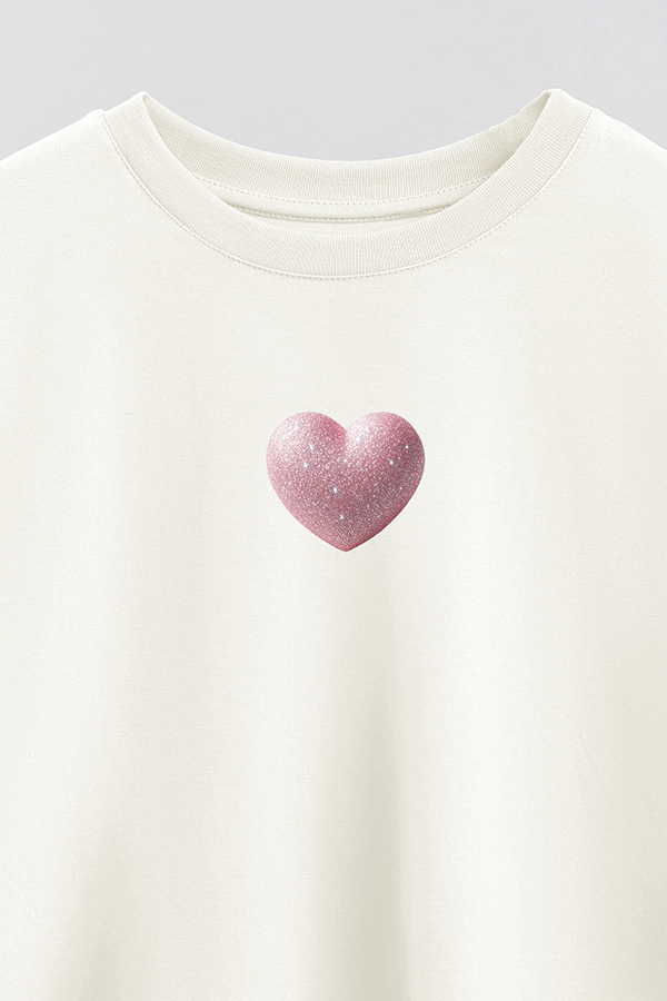 REMERA CROP ESTAMPADA PINK HEART PINK GLOW