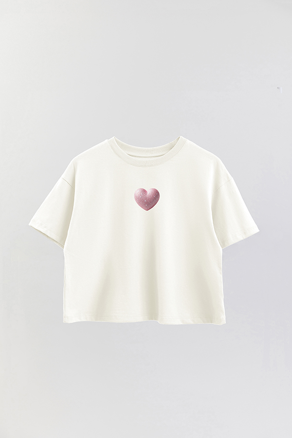 REMERA CROP ESTAMPADA PINK HEART PINK GLOW