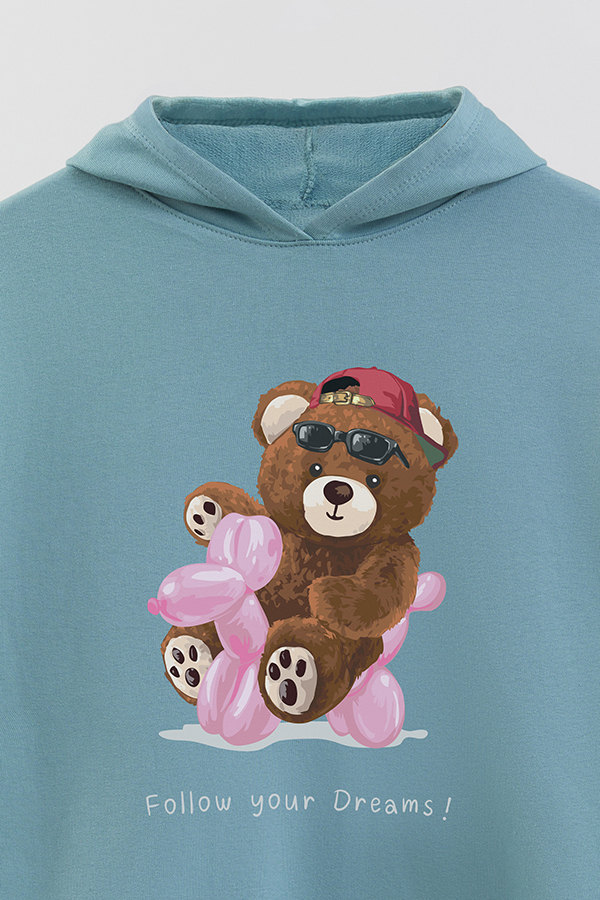 HOODIE RUSTICO KID TEDDY FOLLOW YOUR DREAMS IN PINK