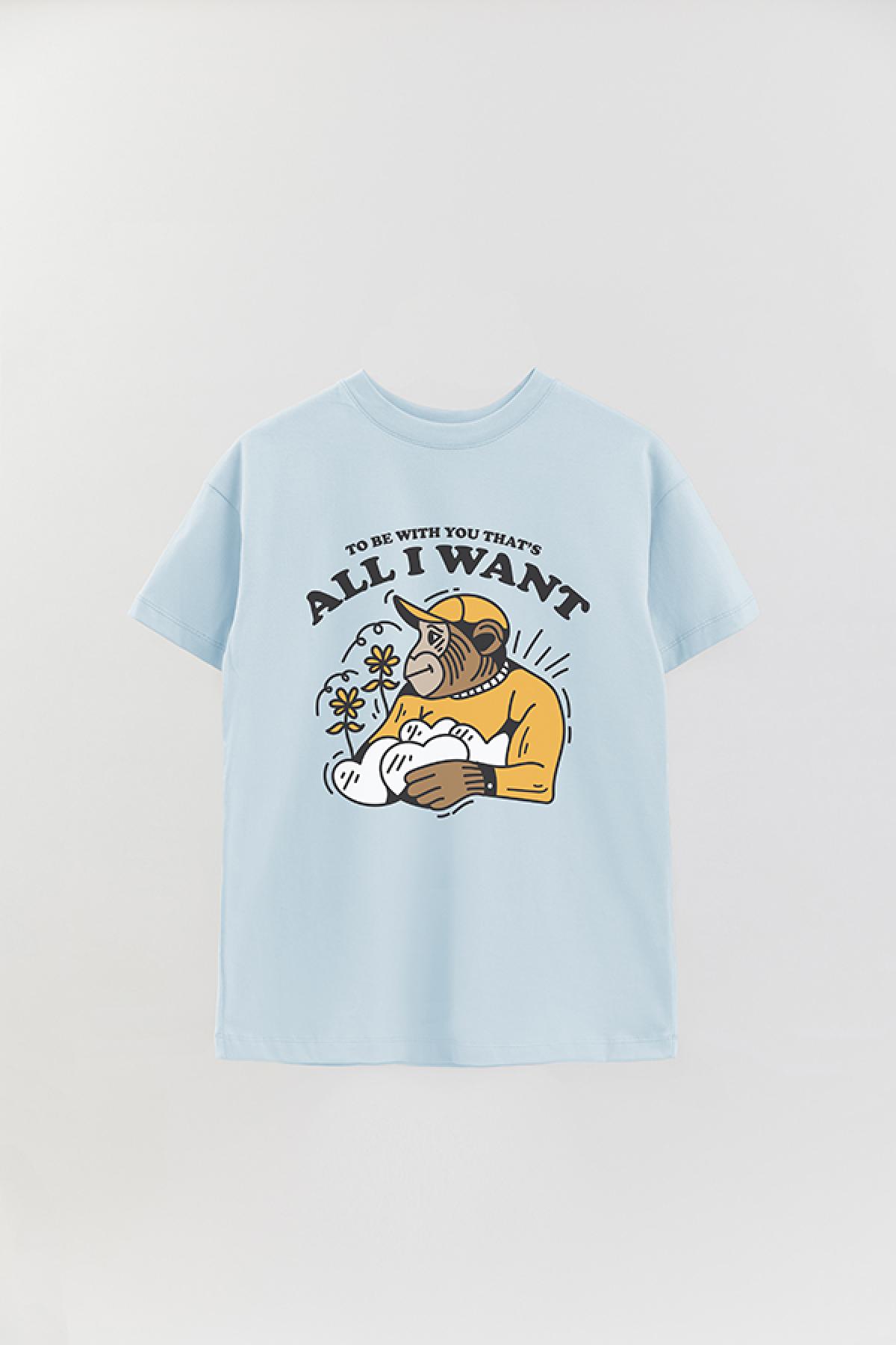 REMERA OVER ESTAMPADA GR TO BE WITH YOU THAT'S ALL I WANT