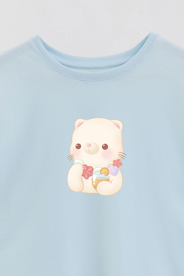 REMERA GIRL OVER SUMMER CAT SUNSET