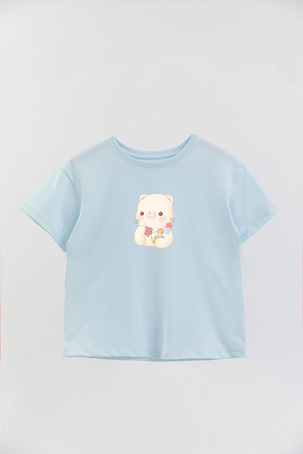 REMERA GIRL OVER SUMMER CAT SUNSET