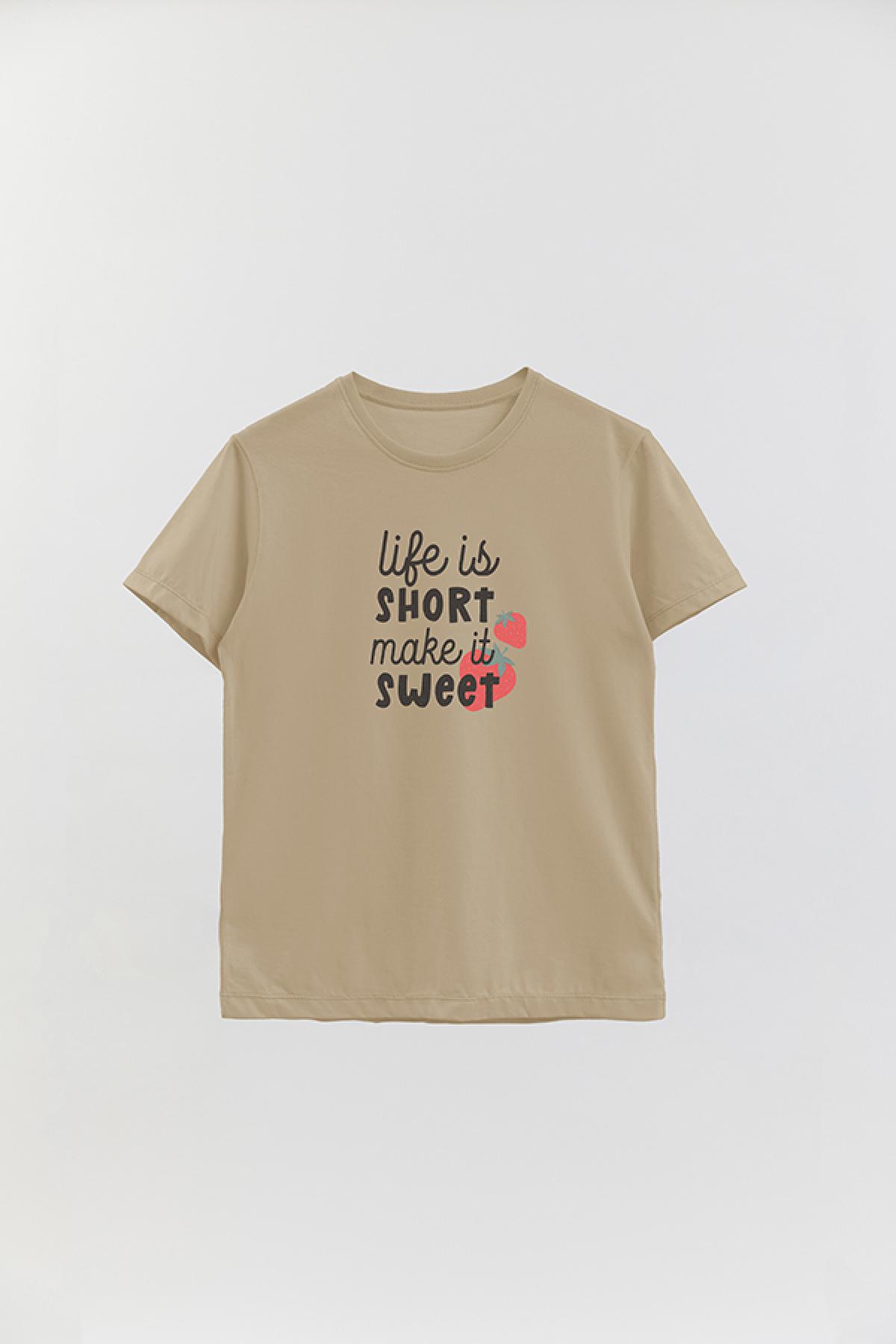 REMERA BASICA ESTAMPADA FLO LIFE IS SHORT