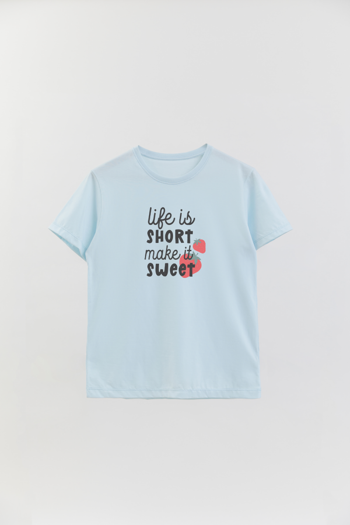REMERA BASICA ESTAMPADA FLO LIFE IS SHORT