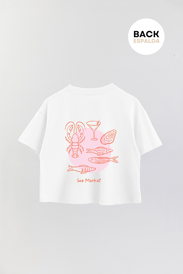 REMERA CROP FB ESTAMPADA SEA MARKET