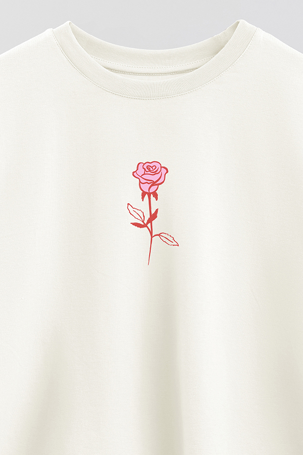 REMERA CROP ESTAMPADA VALENTINE ROSE