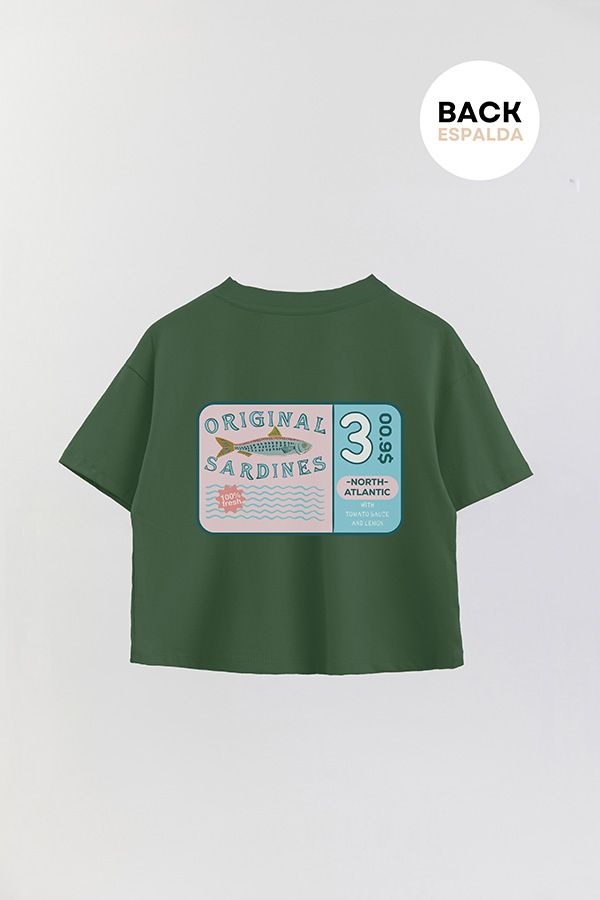 REMERA CROP FB ESTAMPADA SARDINES NORTH ATLANTIC
