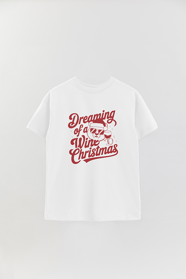 REMERA OVERSIZE ESTAMPADA SARCASTIC XMAS WINE CHRISTMAS