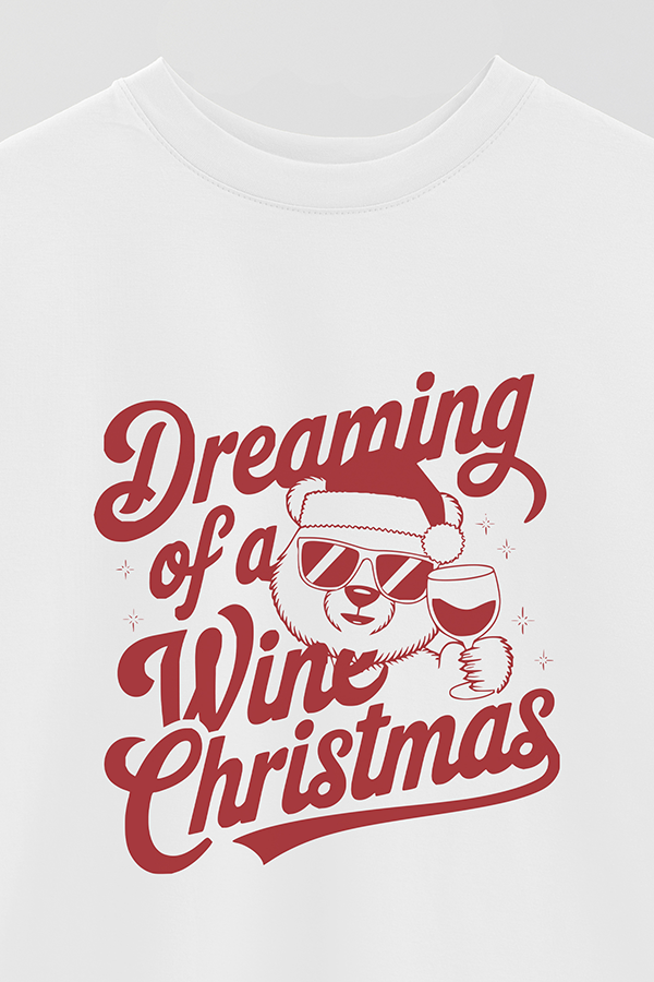 REMERA OVERSIZE ESTAMPADA SARCASTIC XMAS WINE CHRISTMAS