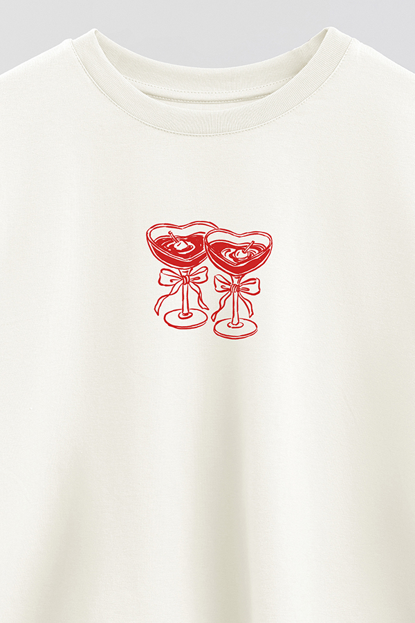 REMERA CROP ESTAMPADA VALENTINE COCKTAILS