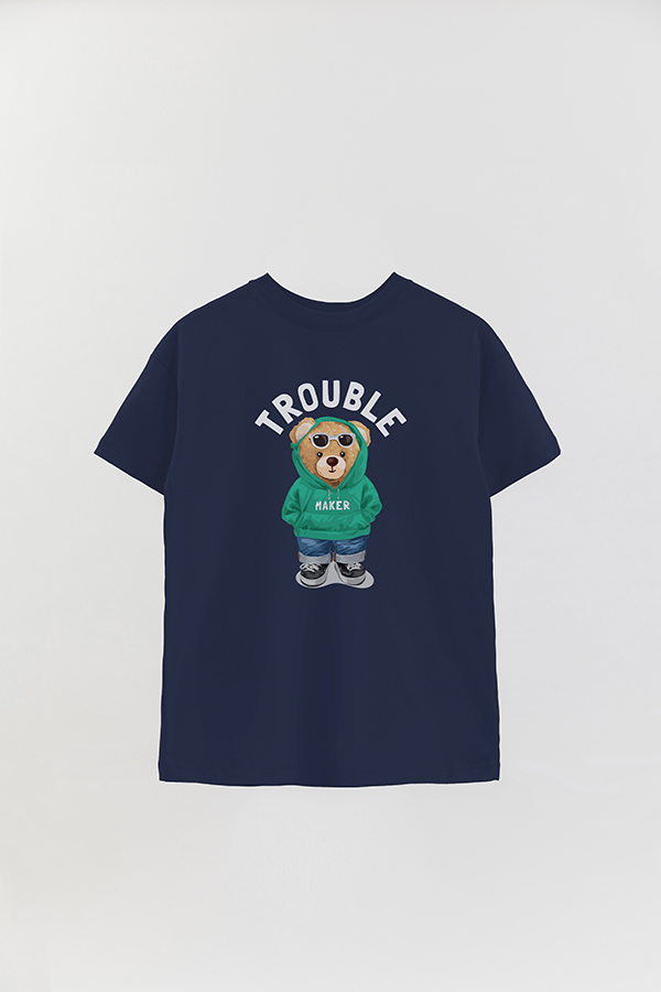 REMERA OVER ESTAMPADA UNISEX TEDDY TROUBLE MAKER
