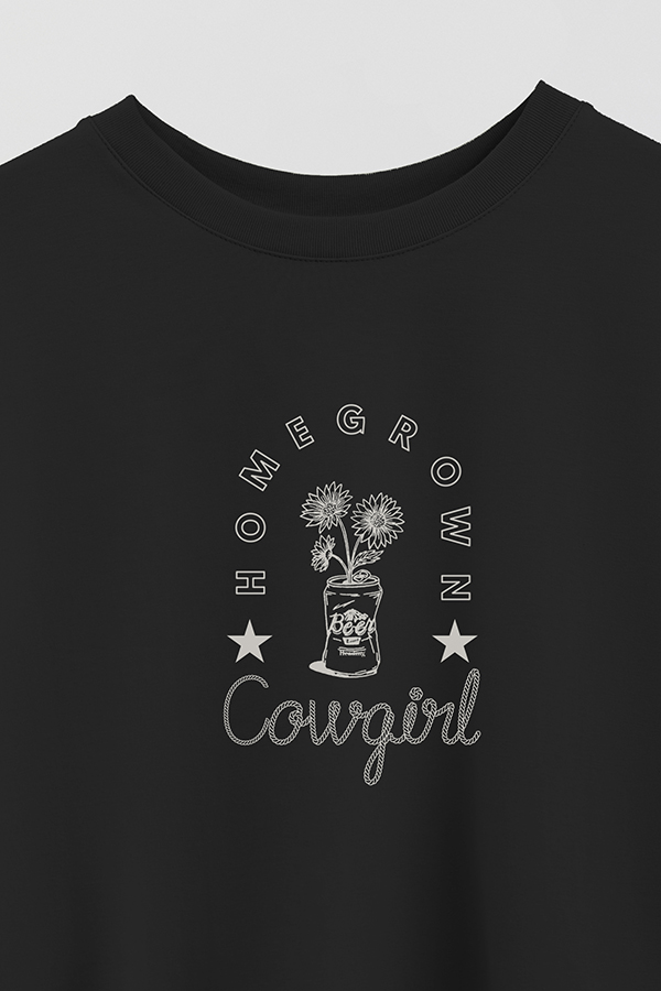 REMERA CROP ESTAMPADA COWGIRL HOMEGROWN
