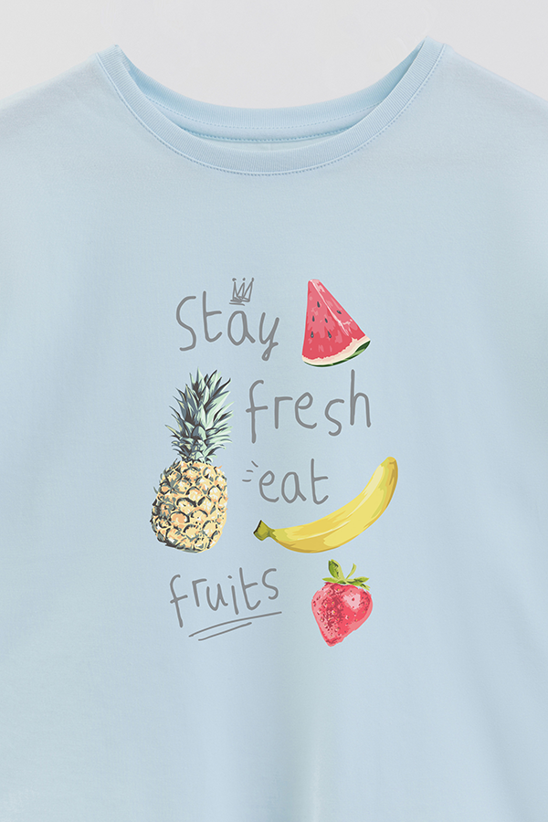 REMERA GIRL OVER STAY FRESH EAT FRUITS