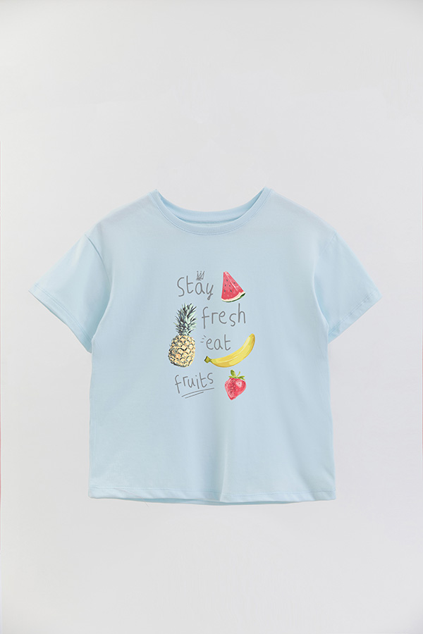 REMERA GIRL OVER STAY FRESH EAT FRUITS