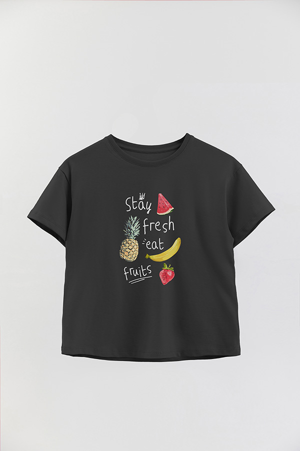 REMERA GIRL OVER STAY FRESH EAT FRUITS