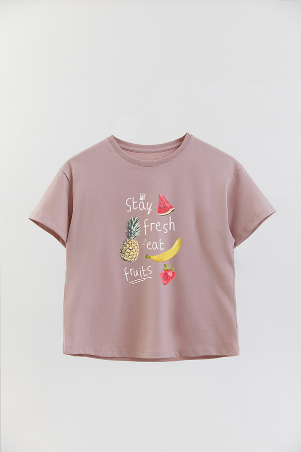 REMERA GIRL OVER STAY FRESH EAT FRUITS