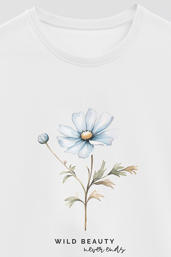 REMERA BASICA ESTAMPADA WILD BEAUTY NEVER ENDS