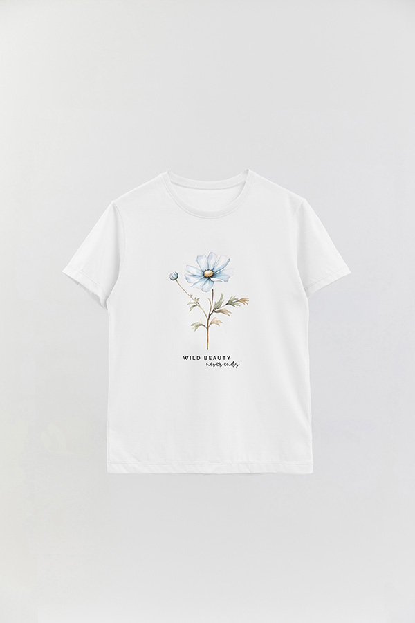 REMERA BASICA ESTAMPADA WILD BEAUTY NEVER ENDS