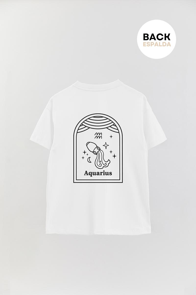 REMERA OVER ESTAMPADA UNISEX SIGNS AQUARIUS