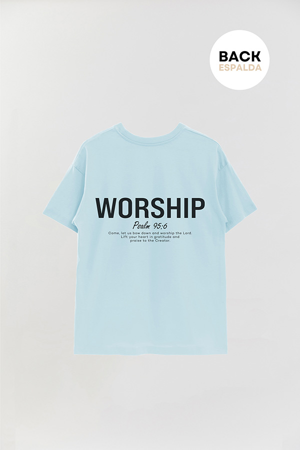 REMERA OVER ESTAMPADA UNISEX ESPALDA WORSHIP