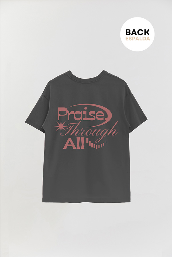 REMERA OVER ESTAMPADA UNISEX ESPALDA PRAISE