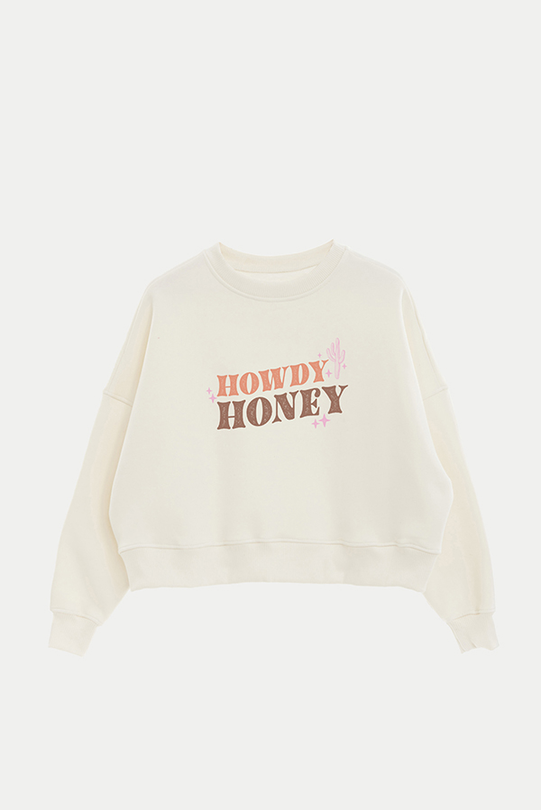 BUZO CROP ESTAMPADO WESTERN HOWDY HONEY