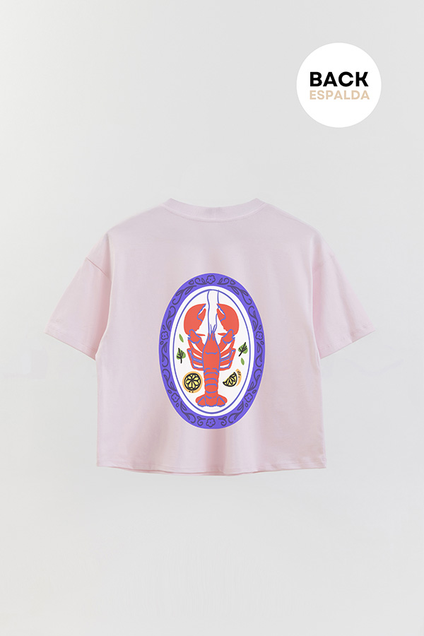 REMERA CROP FB ESTAMPADA LOBSTER DISH