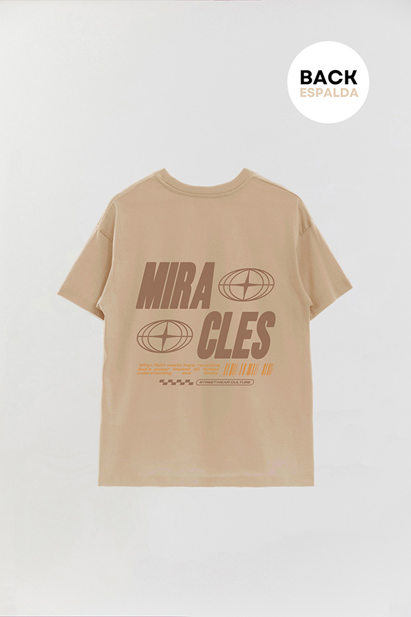REMERA OVER ESTAMPADA UNISEX ESPALDA MIRACLES