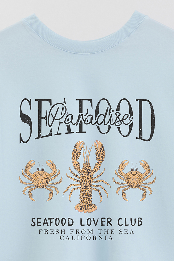 REMERA CROP ESTAMPADA SF SEAFOOD PARADISE