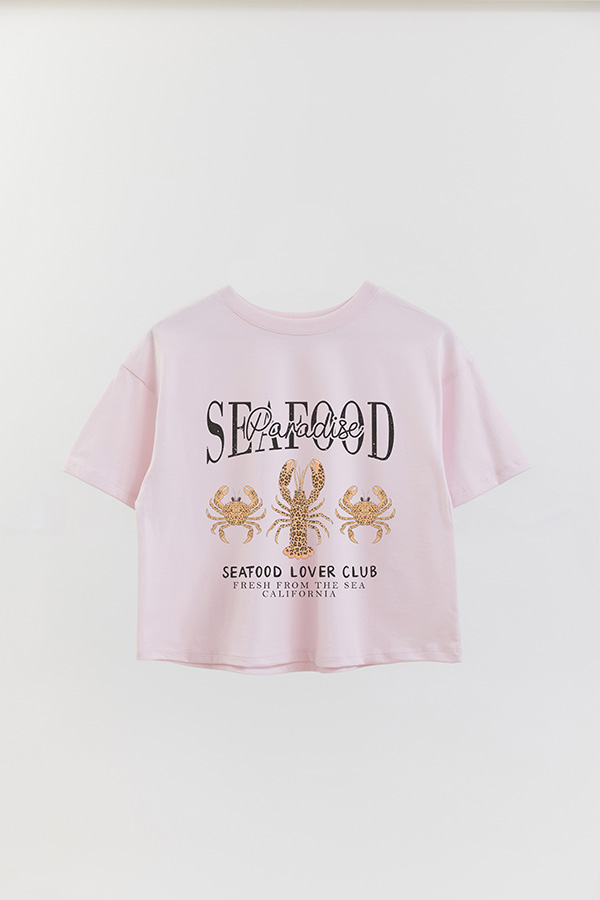 REMERA CROP ESTAMPADA SF SEAFOOD PARADISE