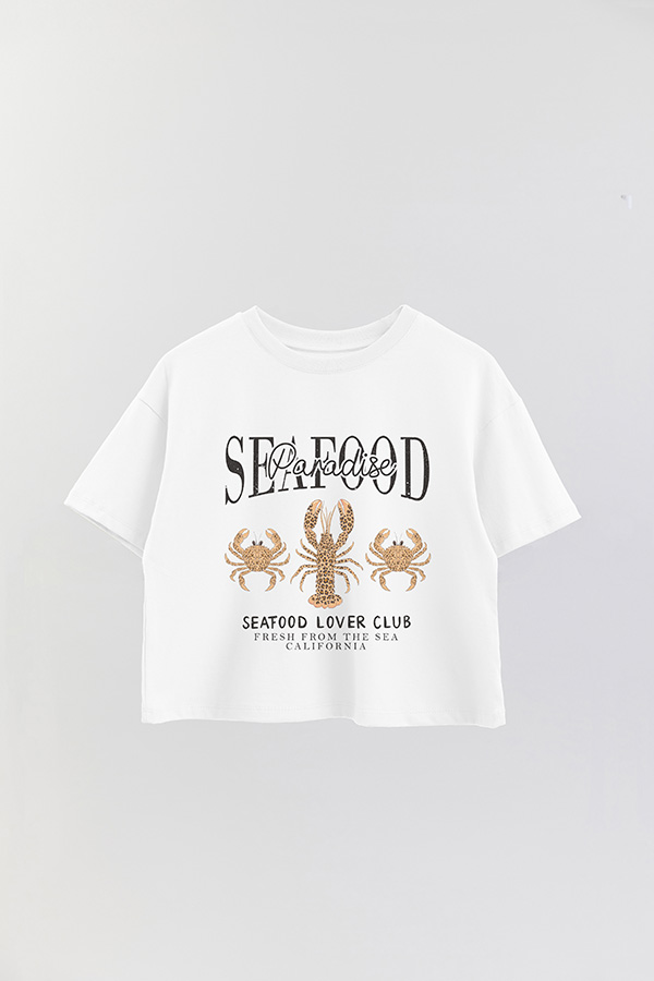 REMERA CROP ESTAMPADA SF SEAFOOD PARADISE