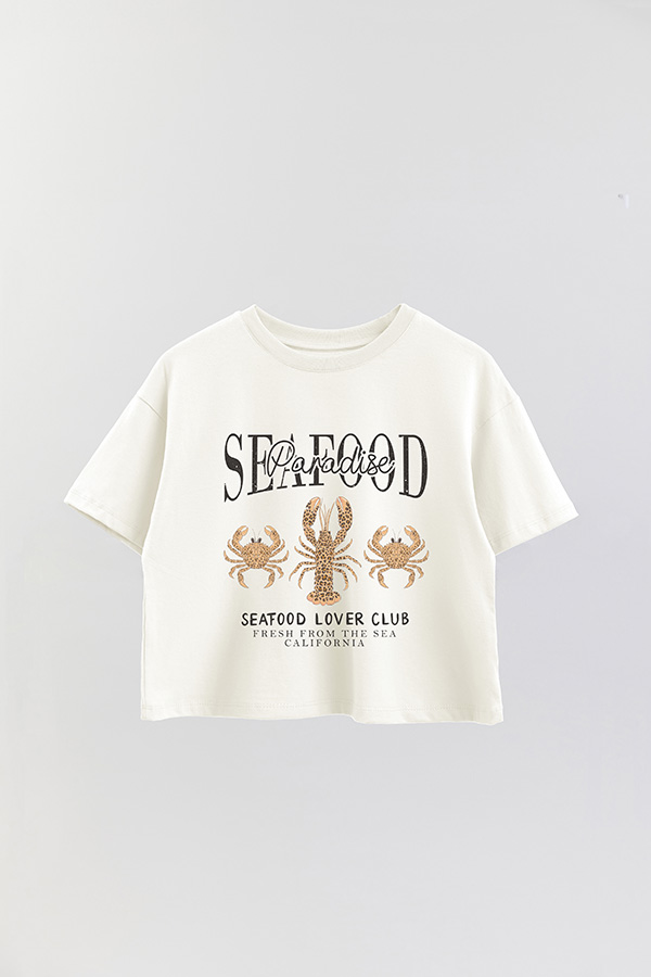 REMERA CROP ESTAMPADA SF SEAFOOD PARADISE