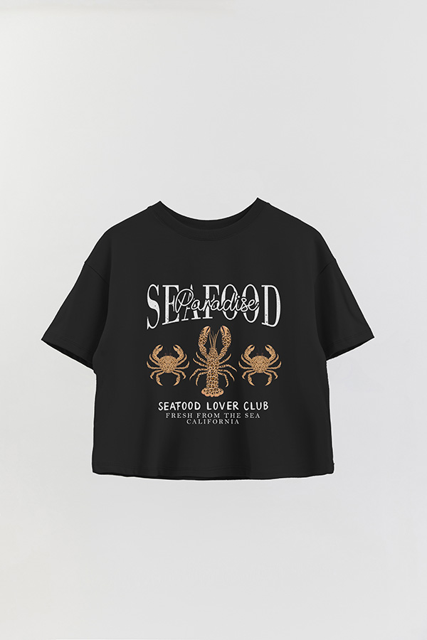 REMERA CROP ESTAMPADA SF SEAFOOD PARADISE