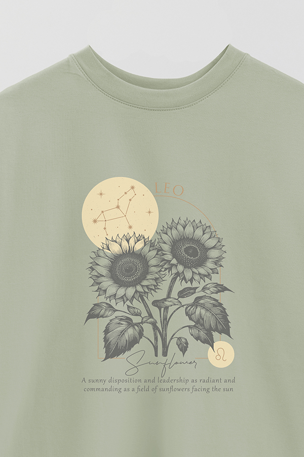 REMERA OVER ESTAMPADA ZODIAC LEO