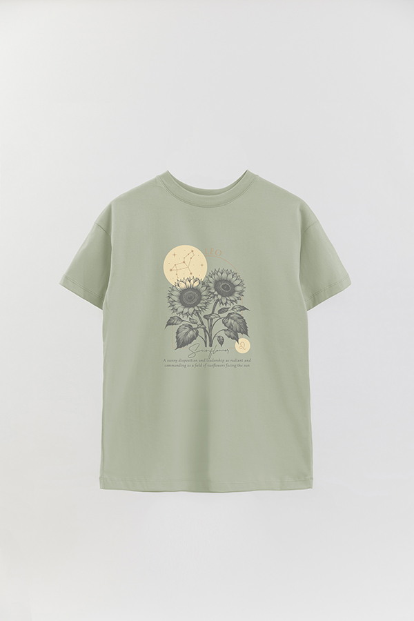 REMERA OVER ESTAMPADA ZODIAC LEO
