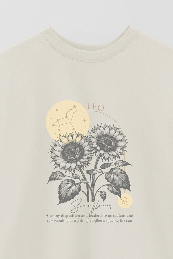 REMERA OVER ESTAMPADA ZODIAC LEO