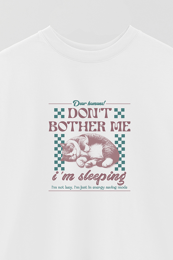 REMERA OVER ESTAMPADA CAT DON'T BOTHER ME