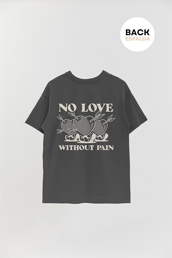 REMERA OVER FB CARTOON  NO LOVE WITHOUT PAIN
