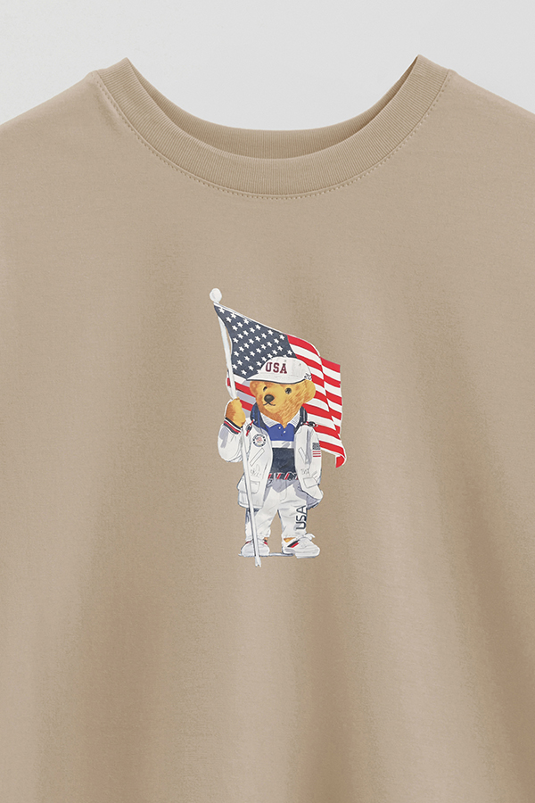 REMERA OVER ESTAMPADA UNISEX BEAR USA FLAG