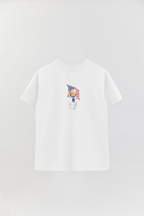 REMERA OVER ESTAMPADA UNISEX BEAR USA FLAG