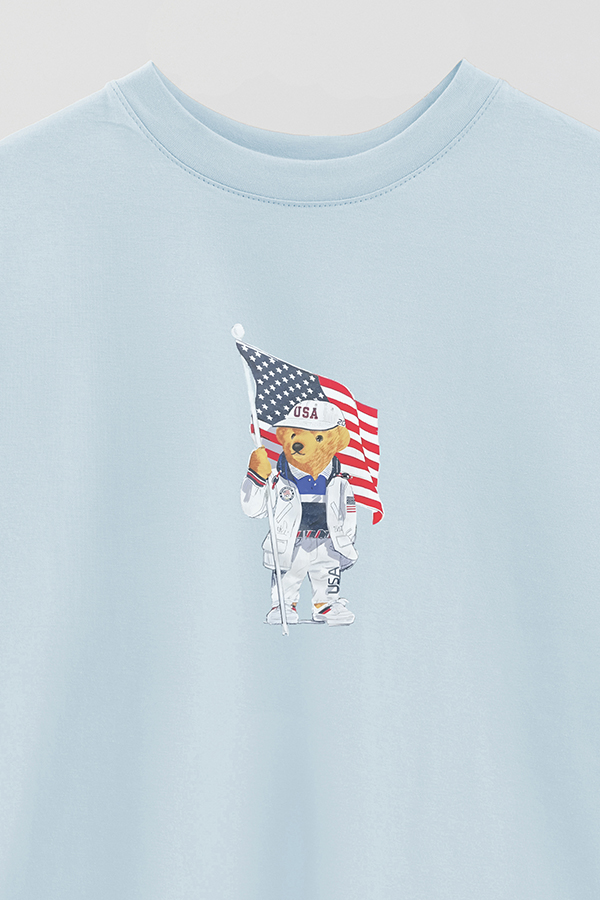 REMERA OVER ESTAMPADA UNISEX BEAR USA FLAG