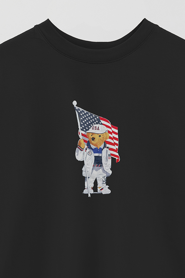 REMERA OVER ESTAMPADA UNISEX BEAR USA FLAG