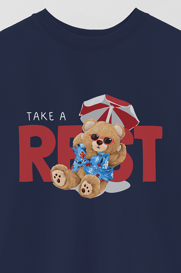 REMERA OVER ESTAMPADA UNISEX TEDDY REST