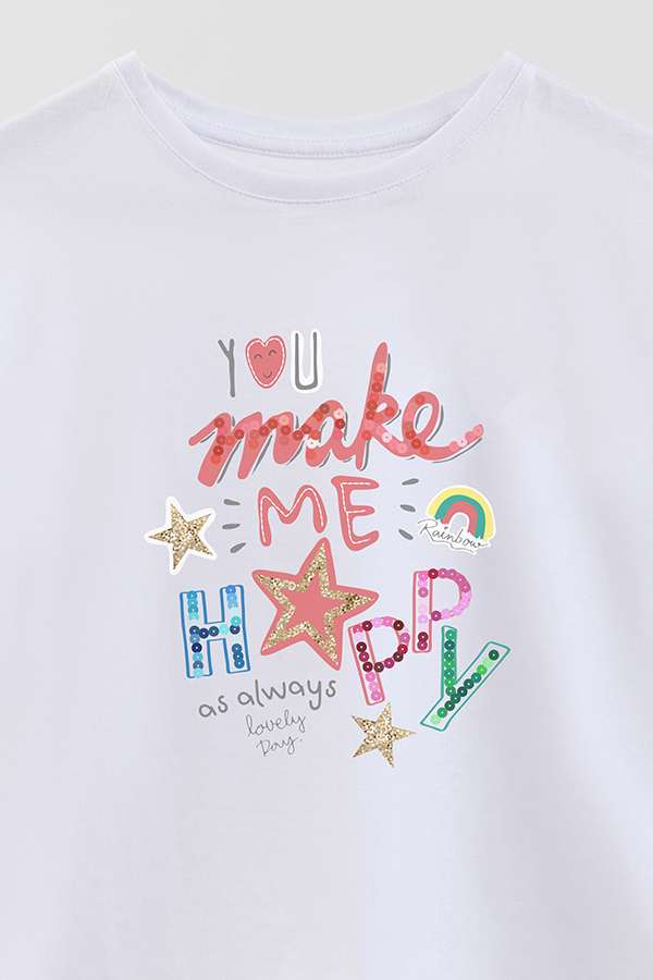 REMERA GIRL OVER YOU MAKE ME HAPPY