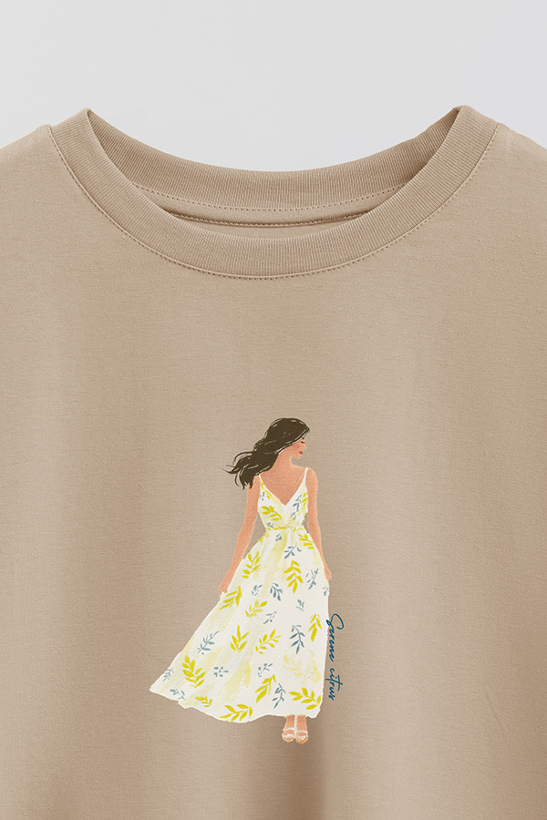 REMERA CROP ESTAMPADA COASTAL SERENE CITRUS