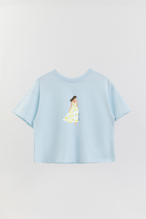 REMERA CROP ESTAMPADA COASTAL SERENE CITRUS
