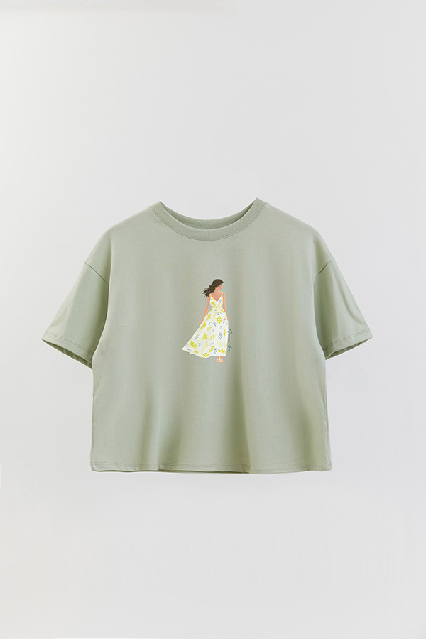 REMERA CROP ESTAMPADA COASTAL SERENE CITRUS