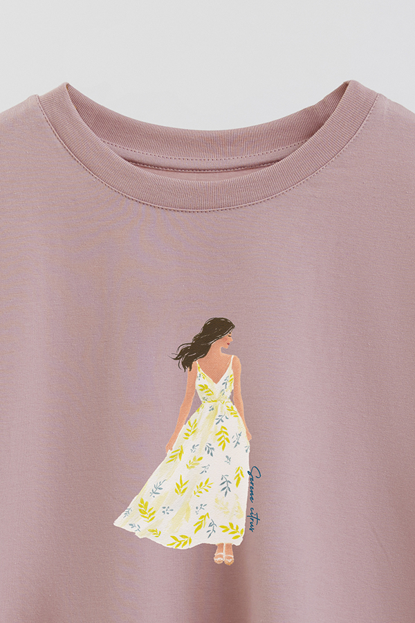 REMERA CROP ESTAMPADA COASTAL SERENE CITRUS