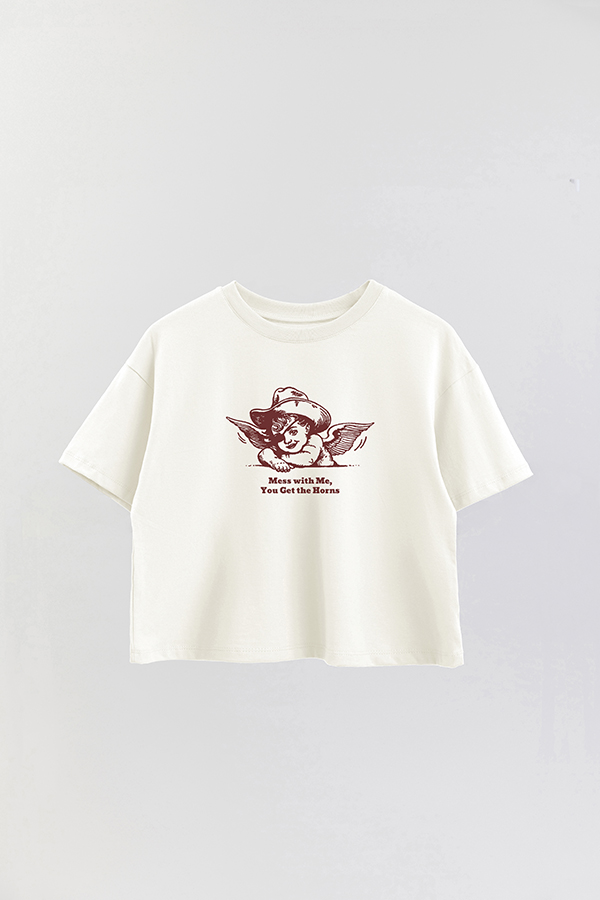 REMERA CROP ESTAMPADA COWGIRL WILD WEST ANGEL